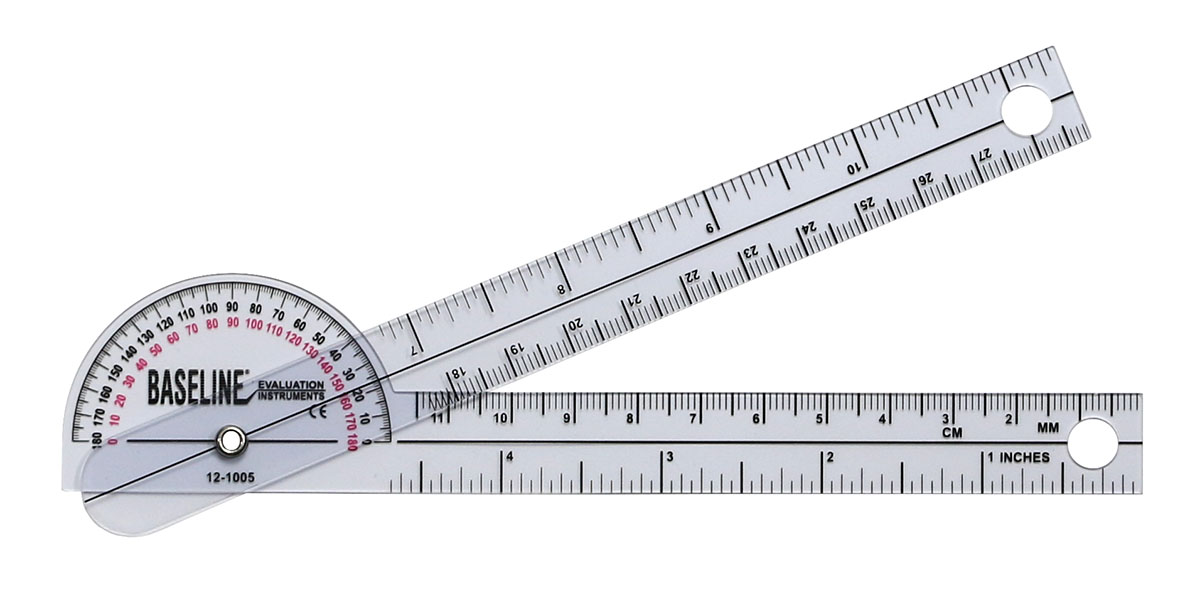 Baseline Plastic Goniometer - Pocket Style - 180 Degree Head - 6 inch Arms 25-pack