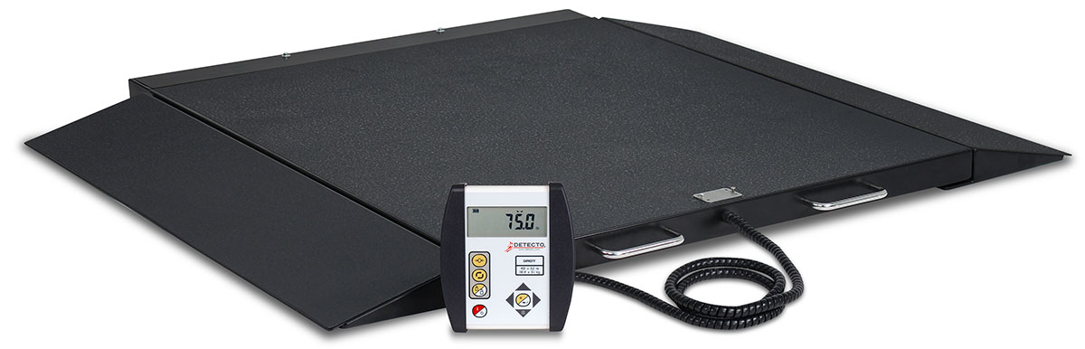 Detecto 6400 Wheelchair Scale Portable Digital 1000 lb x .2 lb / 450 kg x .1 kg AC Adapter
