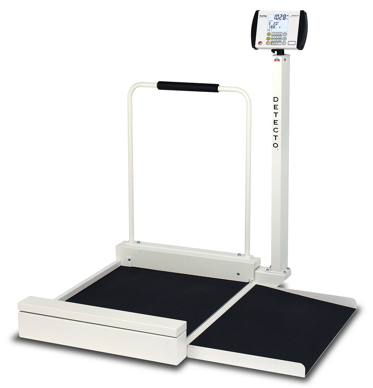 Detecto 6495 Wheelchair Scale Stationary Digital 800 lb x .2 lb / 360 kg x .1 kg AC Adap