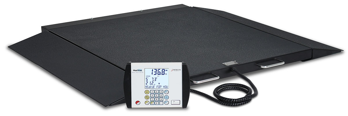 Detecto 6500 Wheelchair Scale Portable Digital 1000 lb x .2 lb / 450 kg x .1 kg AC Adapter