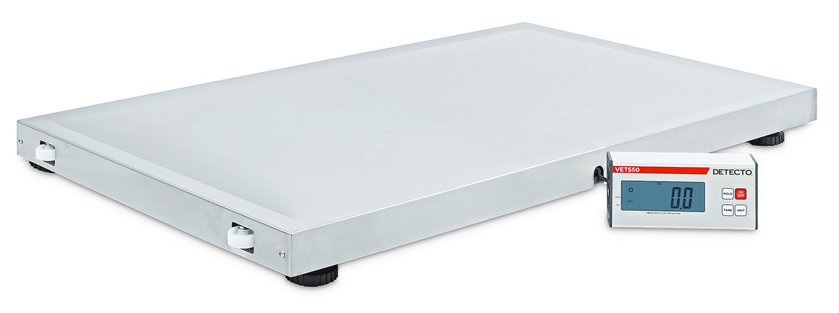 Detecto Veterinary Scale Digital 330 lb x .2 lb / 150 kg x .1kg Wheels