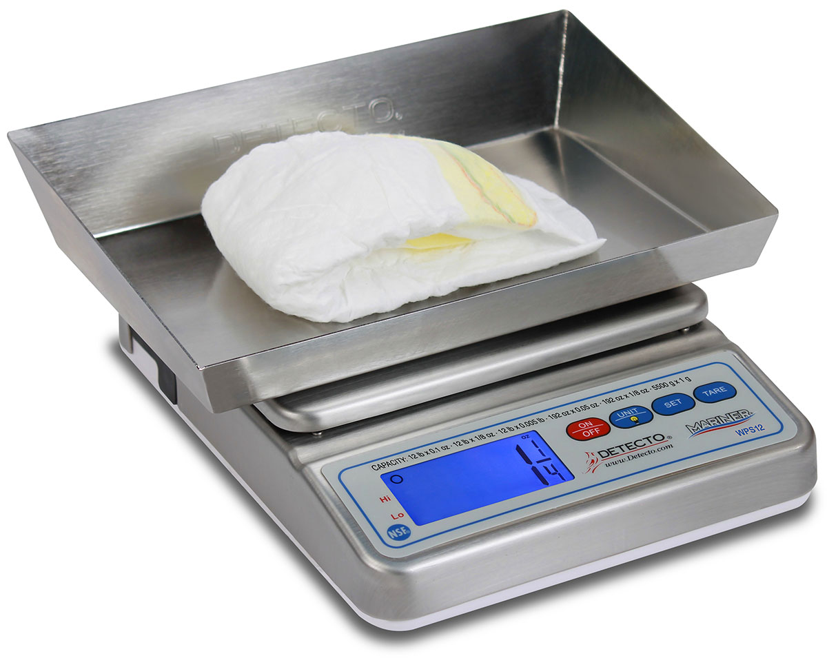 Detecto WPS12DT Wet Diaper Scale Mariner Waterproof IP67 12-lb capacity 7.5 X 9.75