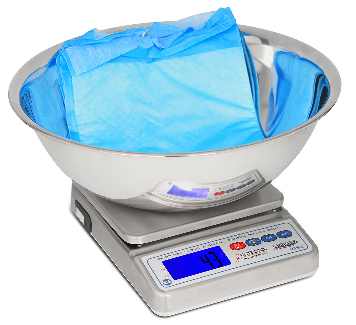 Detecto Underpad/Wet Diaper Scale Mariner Waterproof IP67 12-lb capacity Underpad Bowl