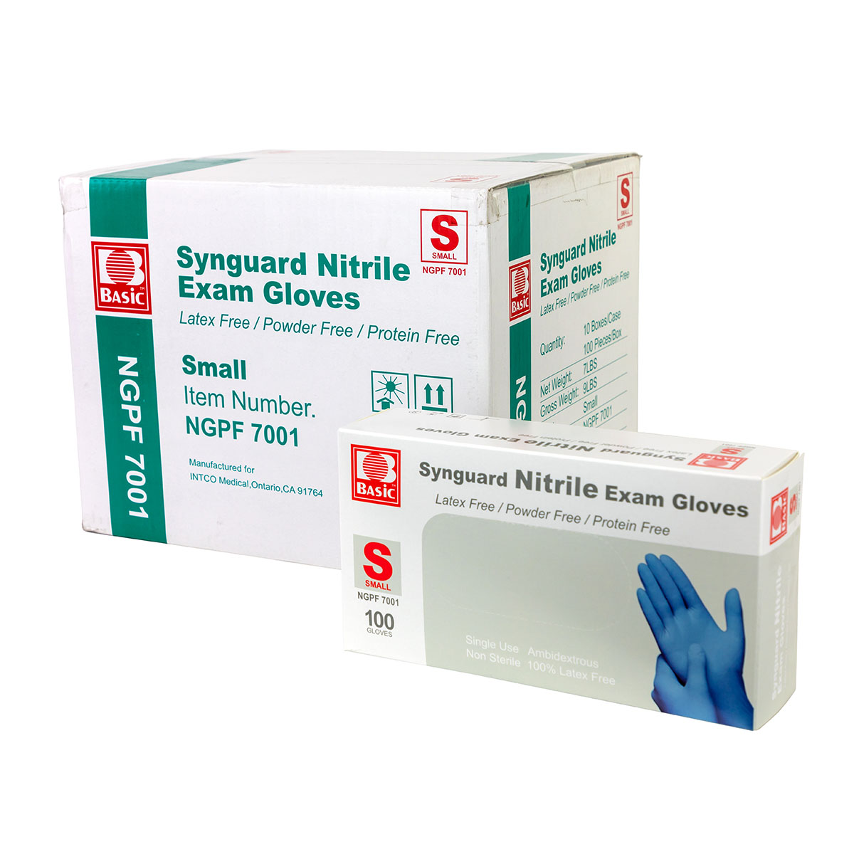 Nitrile Exam Gloves Latex-Free Blue Small Case of 10 (100 pieces per box 1000 pieces total)