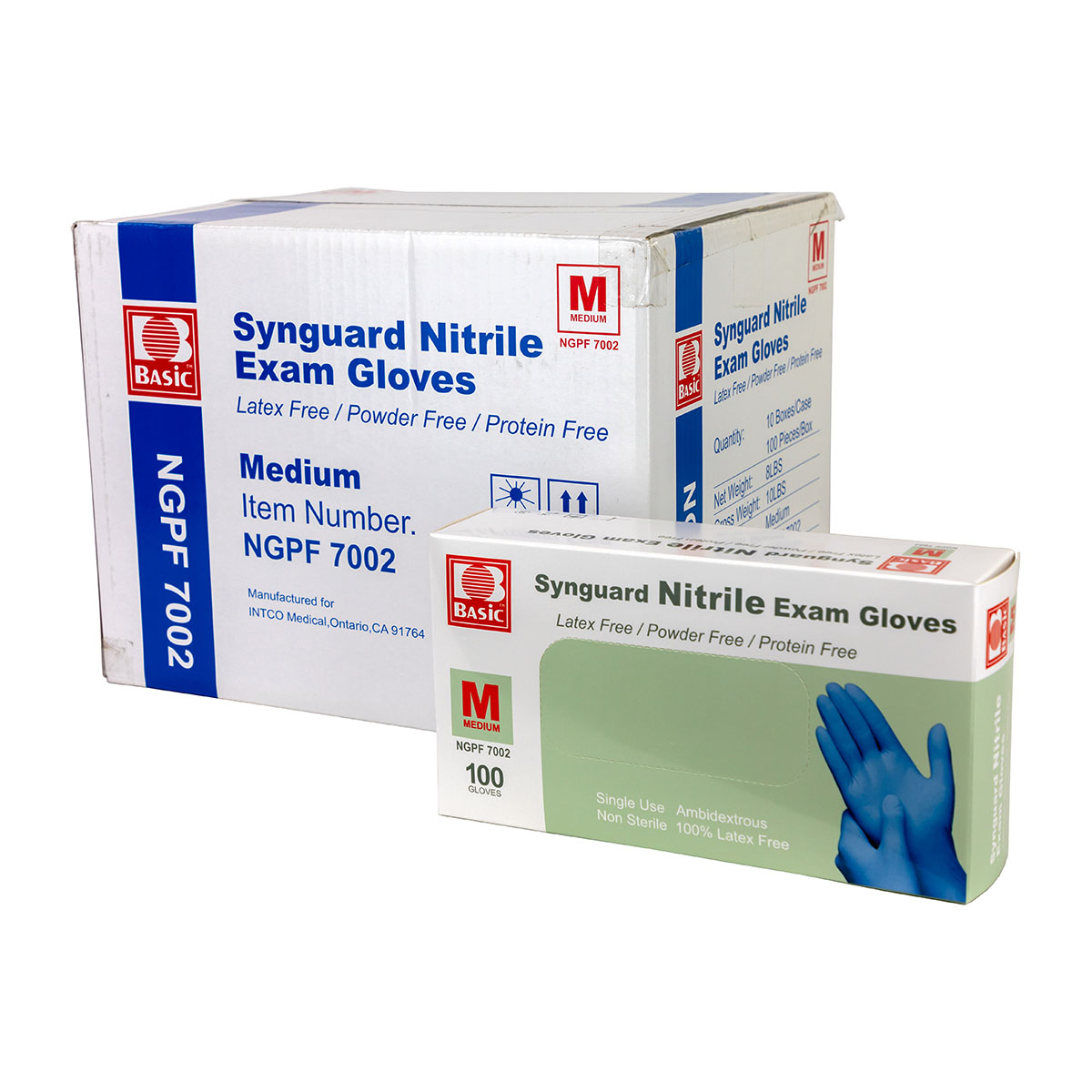 Nitrile Exam Gloves Latex-Free Blue Medium Case of 10 (100 pieces per box 1000 pieces total)