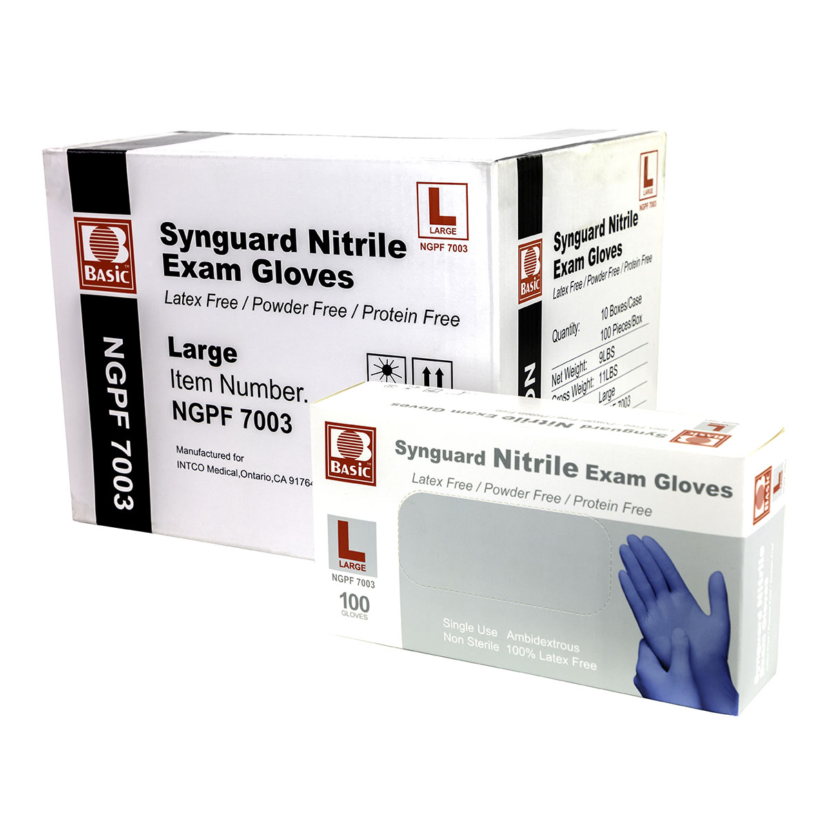 Nitrile Exam Gloves Latex-Free Blue Large Case of 10 (100 pieces per box 1000 pieces total)