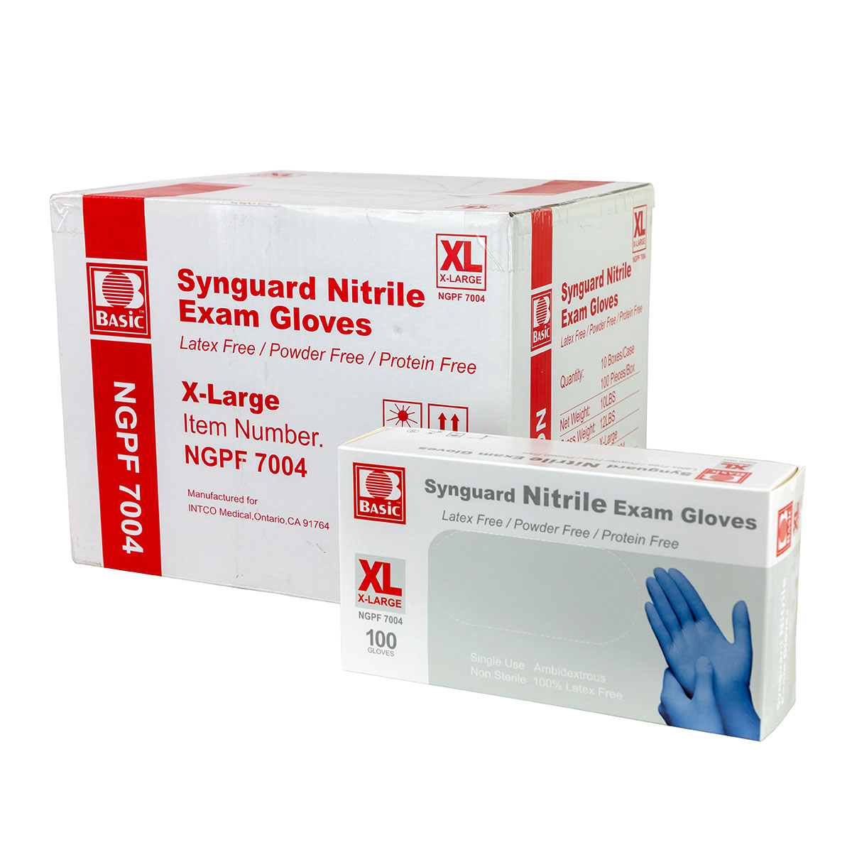 Nitrile Exam Gloves Latex-Free Blue X-Large Case of 10 (100 pieces per box 1000 pieces total)