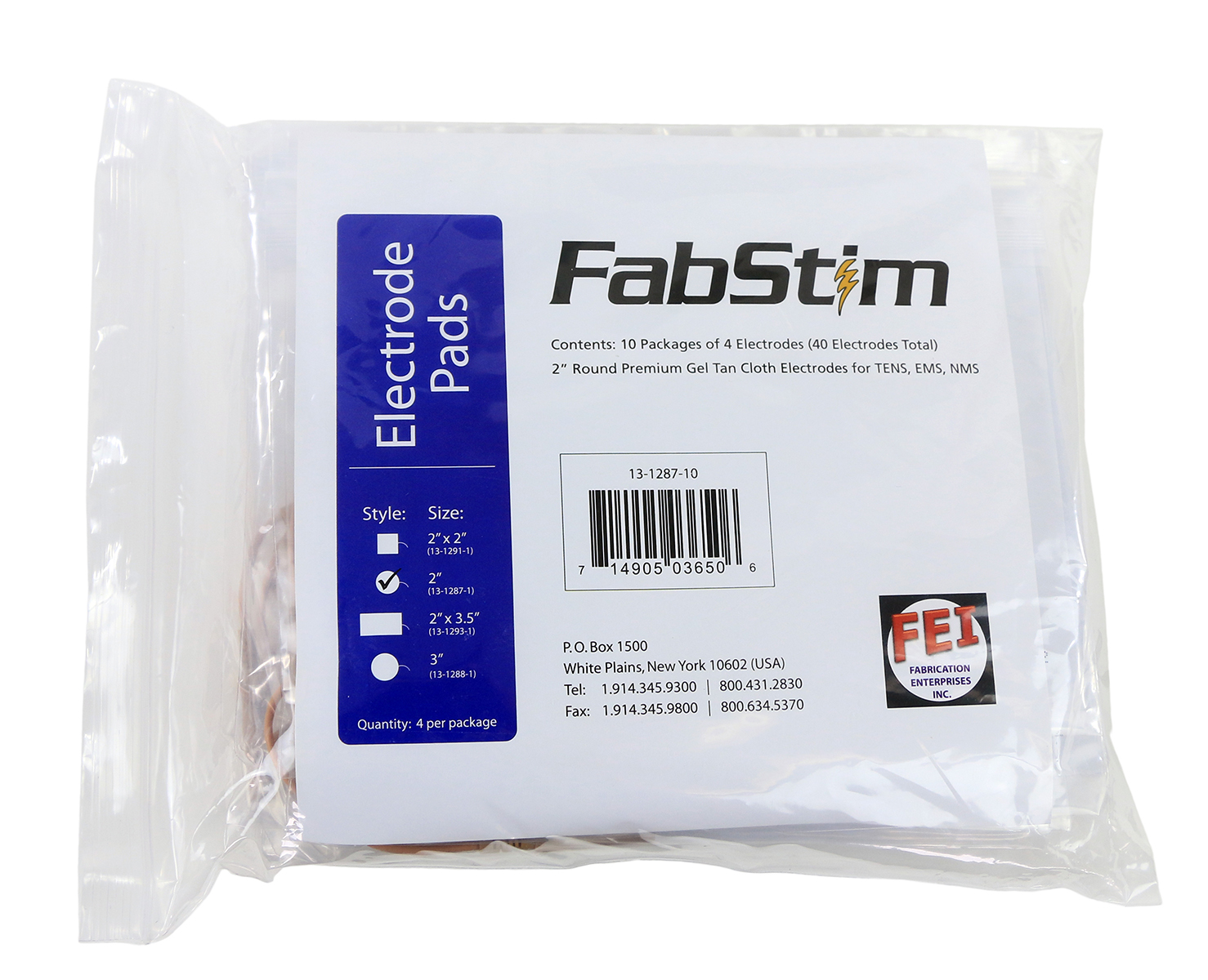 FabStim Electrode 2 Round 40/bag (10 sheets of 4)