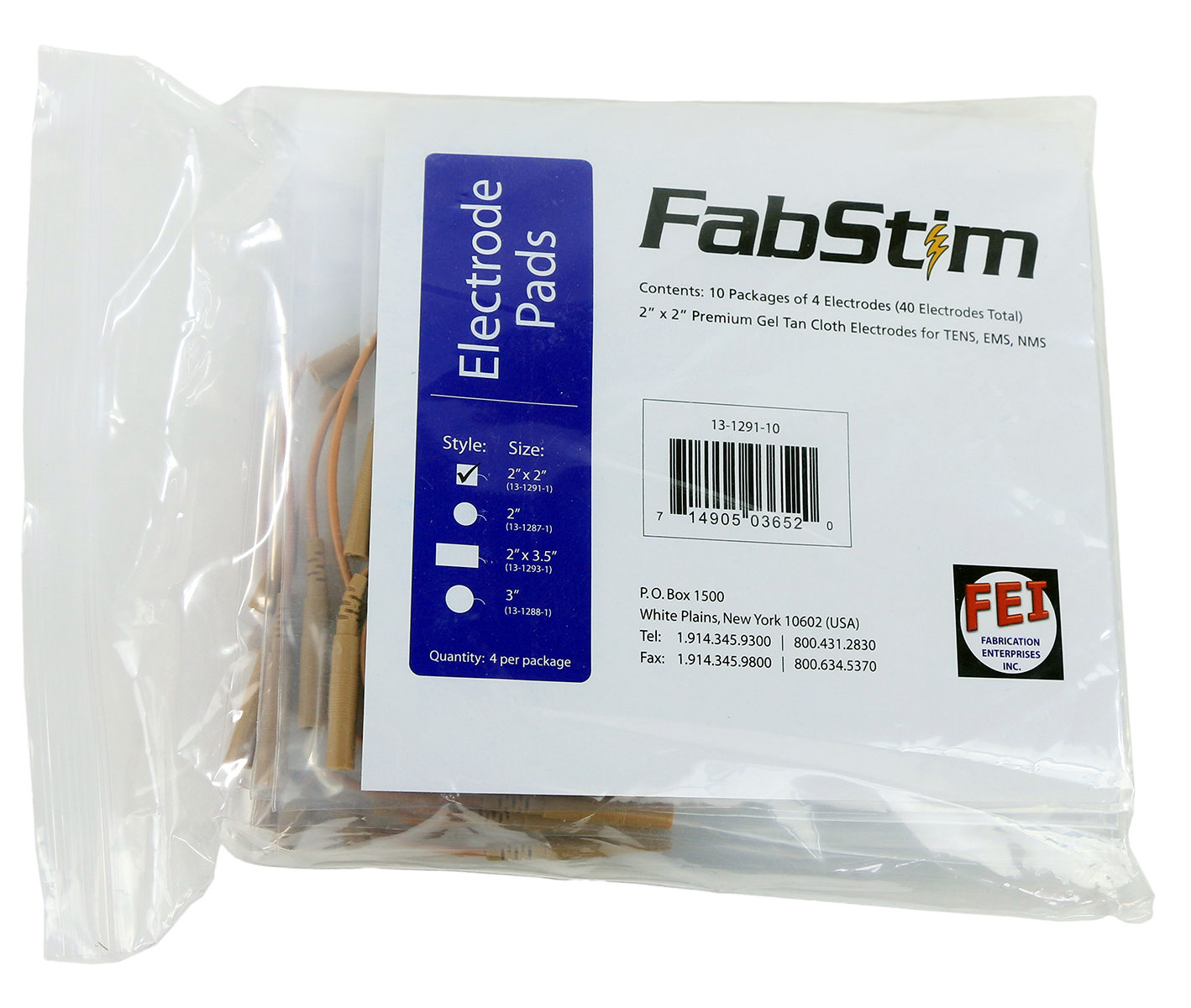 FabStim Electrode 2 Square 40/bag (10 sheets of 4)