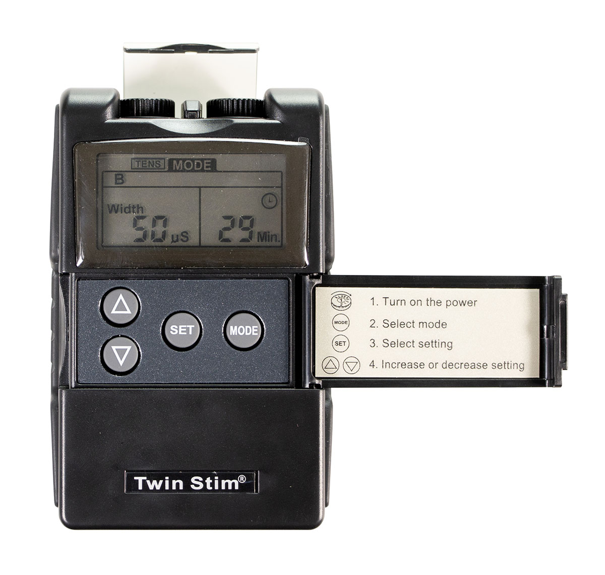 Digital 2-channel EMS/TENS unit portable/battery complete