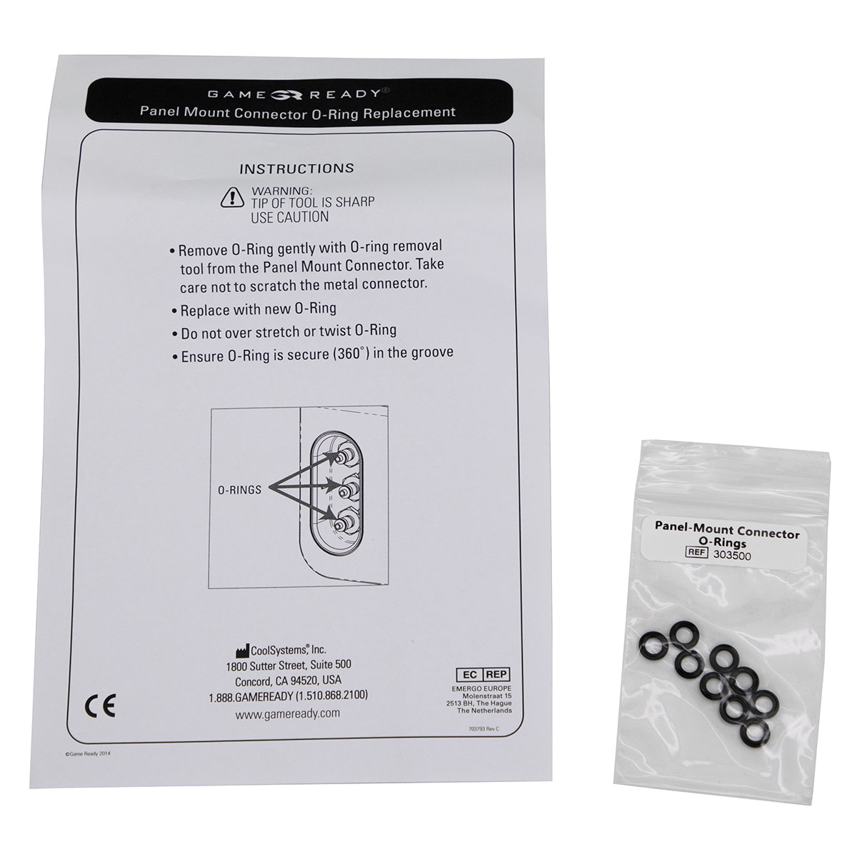 Game Ready GRPro 2.1 Accessory - Panel Mount Replacement O-Rings (Includes 9 O-Rings)