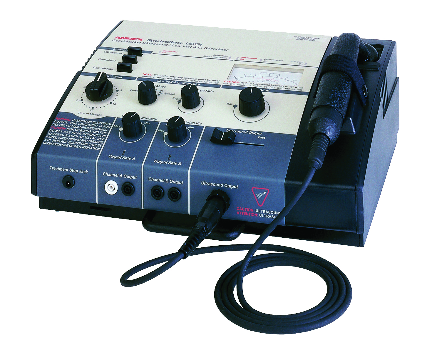 Amrex Ultrasound/Stim Combo - US/54 (Low Volt) 1.0 and 3.3 MHz with 5 cm head and QuickConnect Transducer