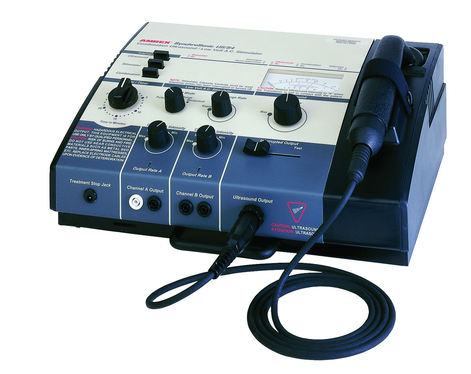 Amrex Ultrasound/Stim Combo - US/54 (Low Volt) 1.0 MHz with 5 cm and 10 cm head and QuickConnect Transducer