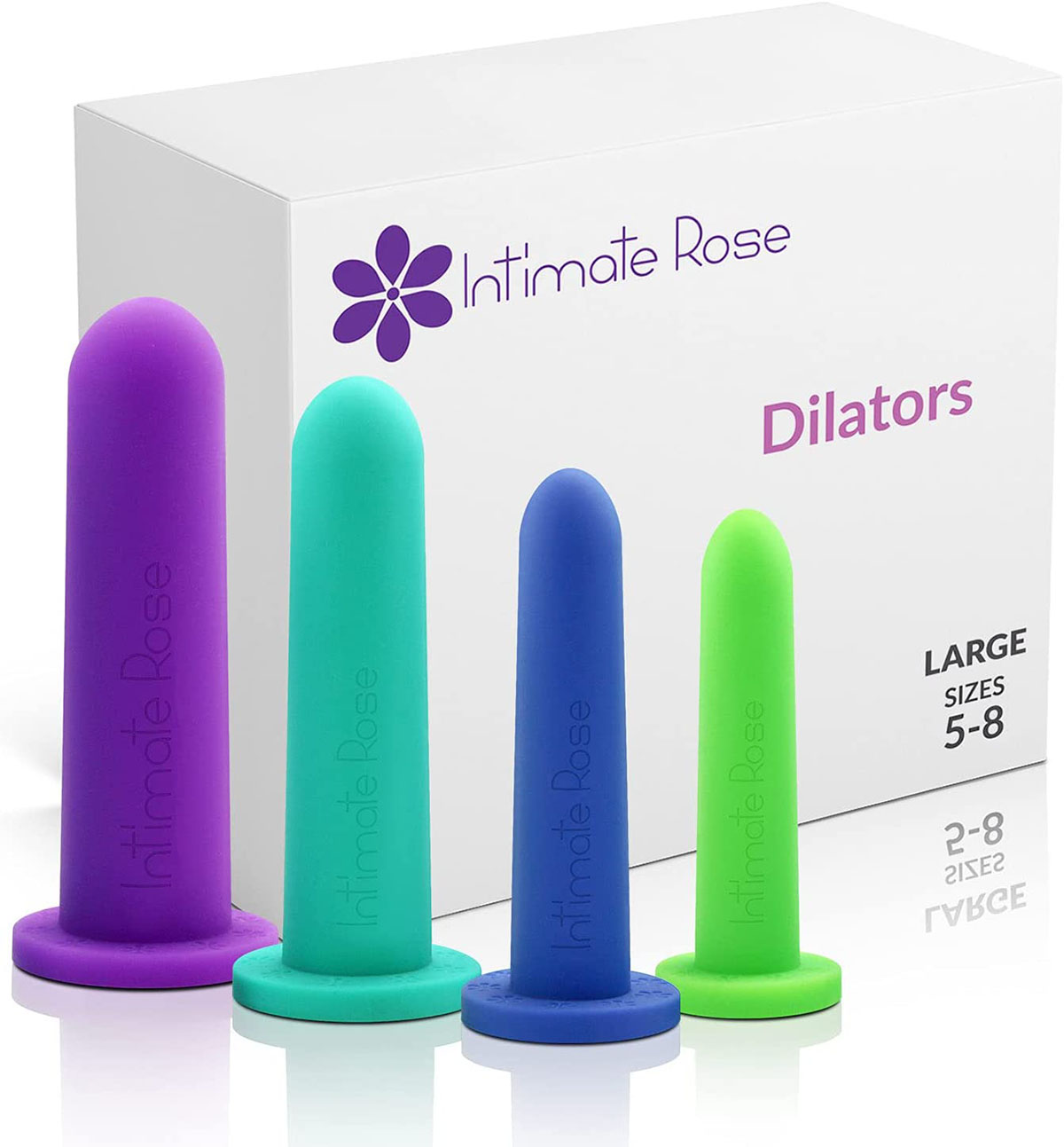 Intimate Rose Silicone Dilators for Women and Men Large (Sizes 5-8) Pack of 4