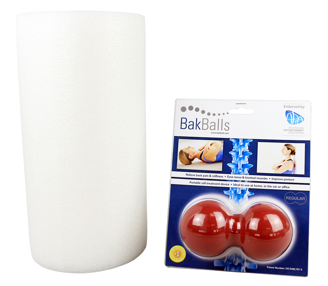 Mobility Kit - Regular - BakBalls (red regular) and 12 white foam roller