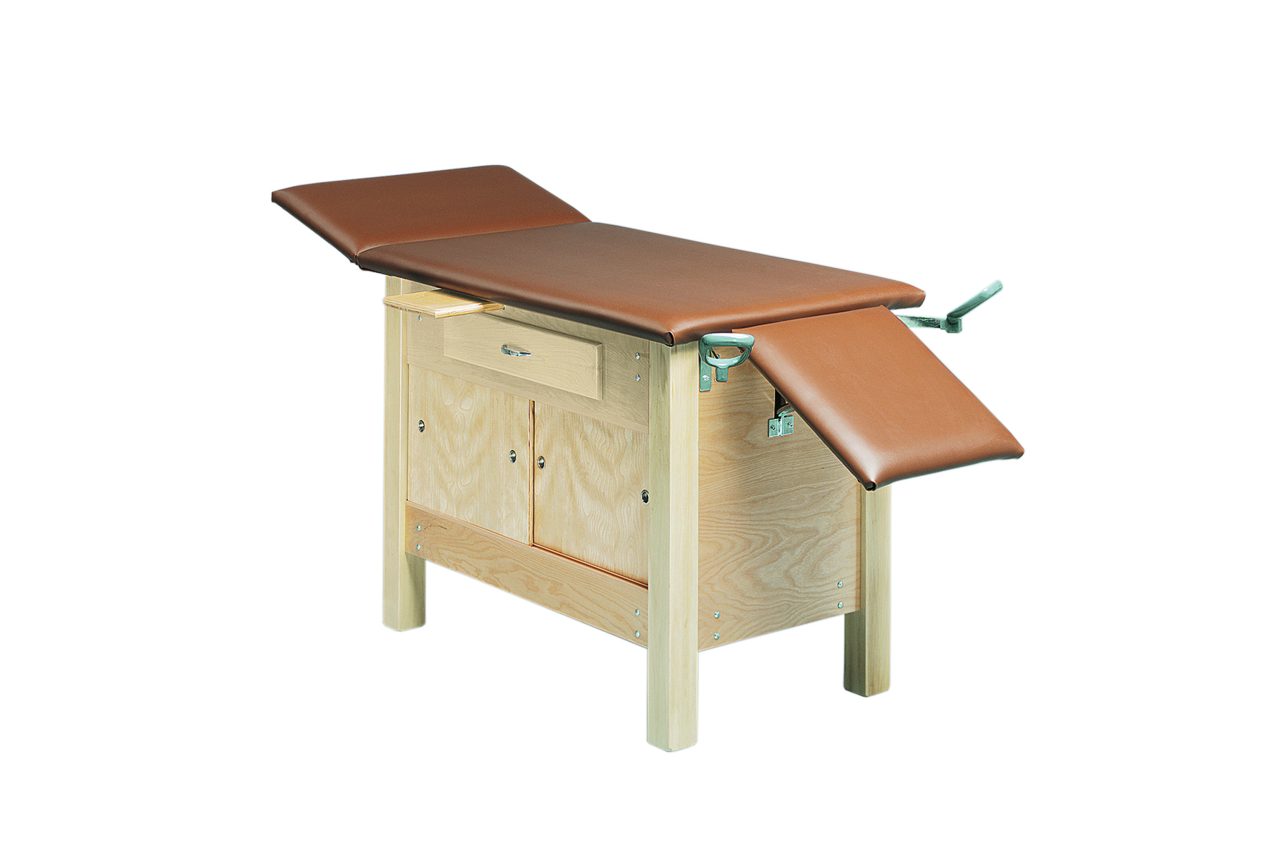 wooden exam table - enclosures upholstered 72 L x 24 W x 30 H 3-section