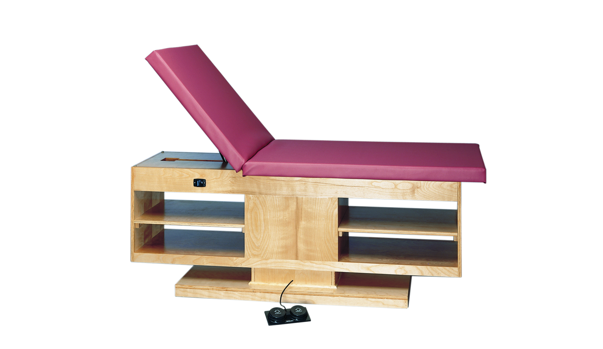 wooden treatment table - electric hi-low shelves upholstered 78 L x 30 W x 27 - 39 H 2-section
