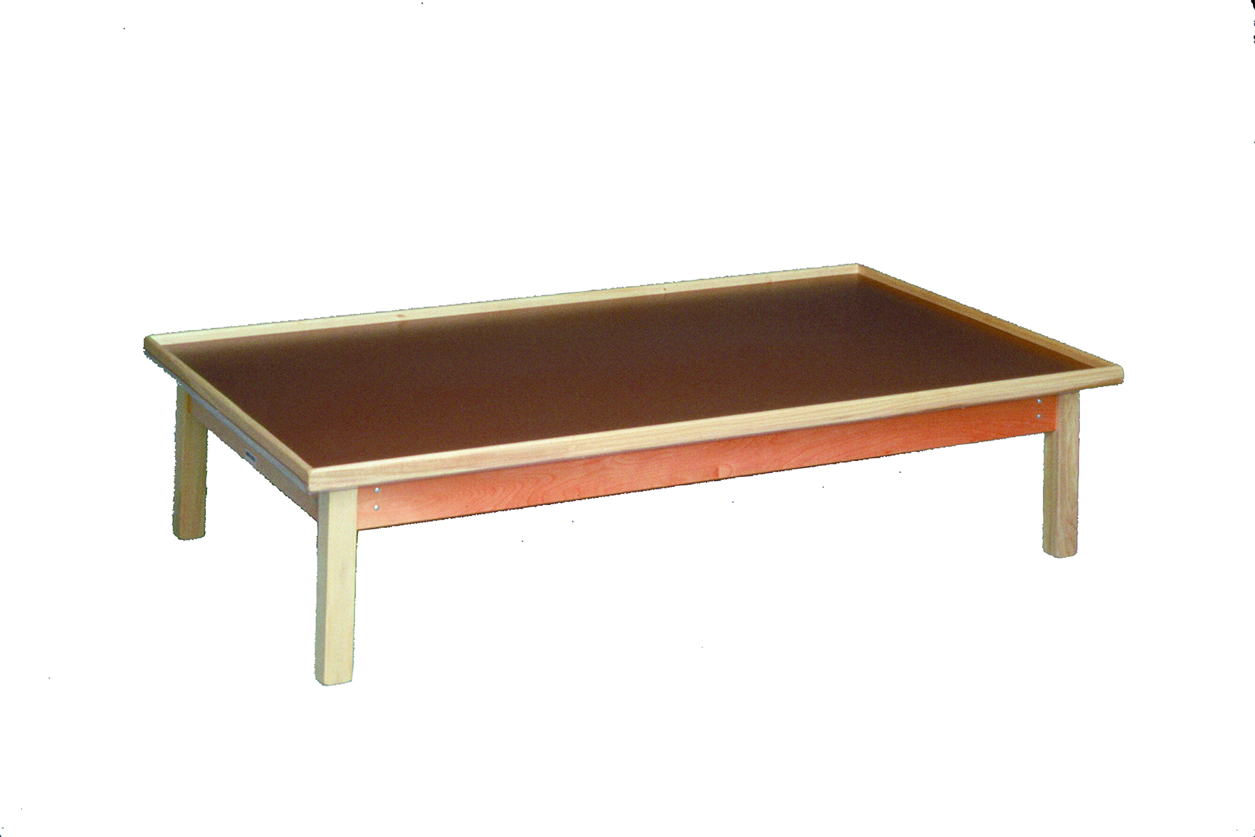 wooden platform table - fixed height raised-rim 7' x 5' x 19