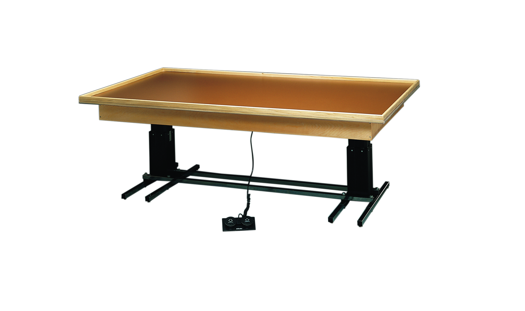 wooden platform table - deluxe electric hi-low raised-rim 7' x 5' x (23 - 32)