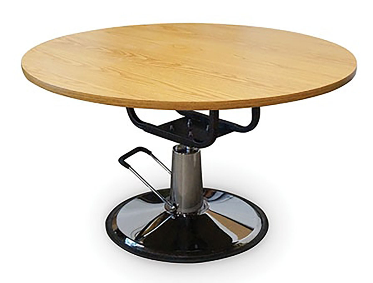 CanDo Hydraulic Hi-Low Work Table Circular 28 - 34 H 48 diameter