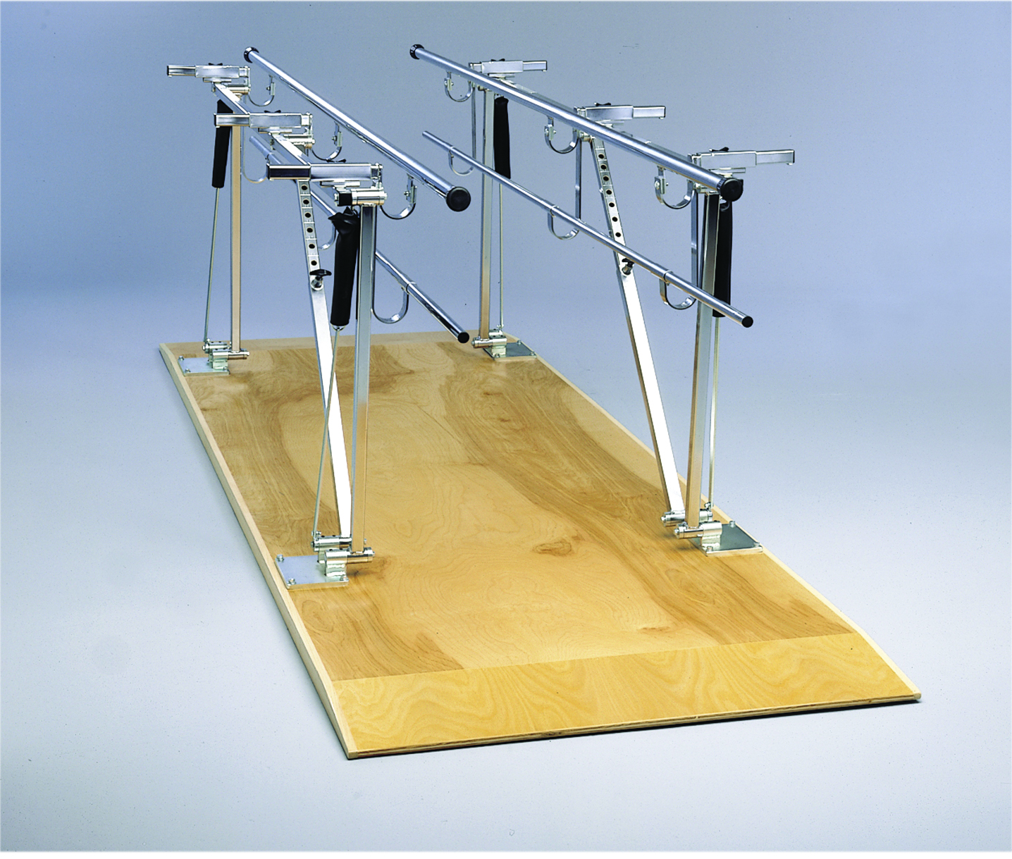 Parallel Bars wood platform mounted height and width adjustable 10' L x 17.5 - 25.5 W x 31 - 41 H