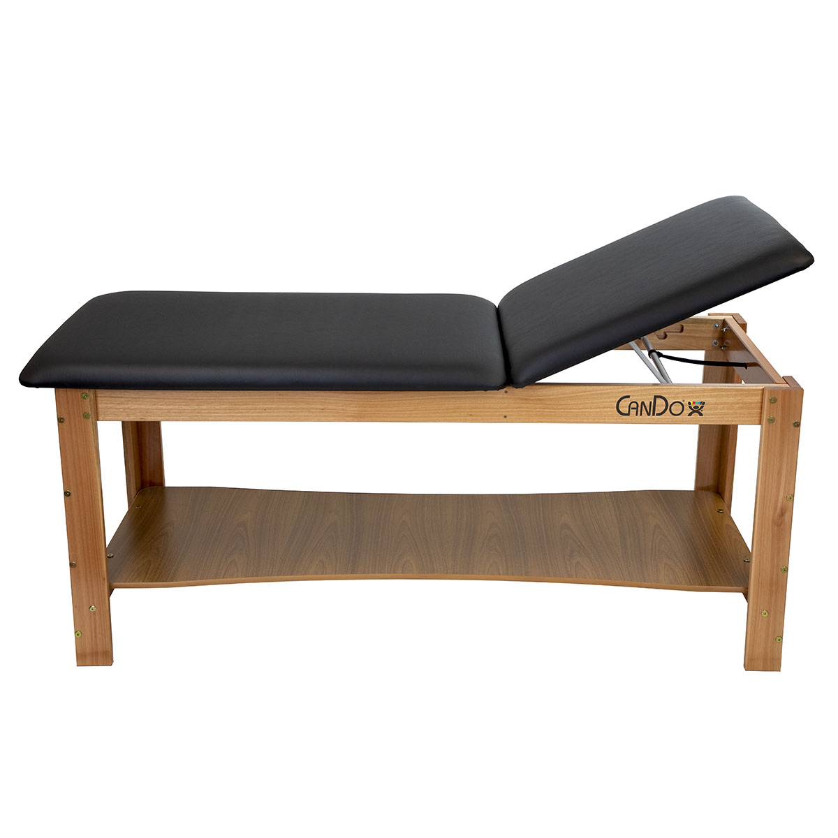 CanDo Treatment Table w/Adjustable Back & Shelf 400 LB Capacity 78L x 30W Black Top Quick Ship