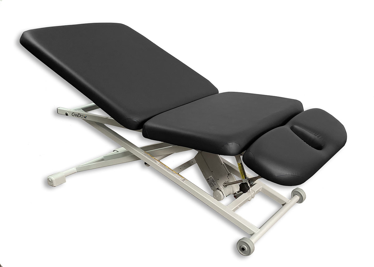 CanDo Hi-Lo Treatment Table 3-Section Black Upholstered Top Adj Backrest Drop Sec 73 x 29 Quick Ship