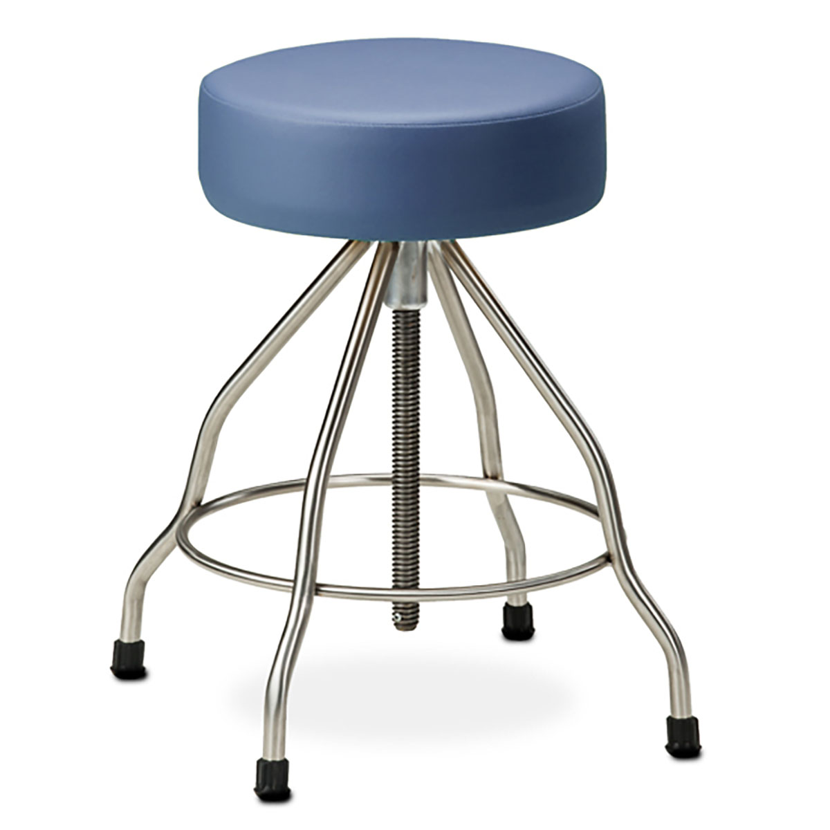 Clinton Upholstered Top Stainless Steel Stool Rubber Feet