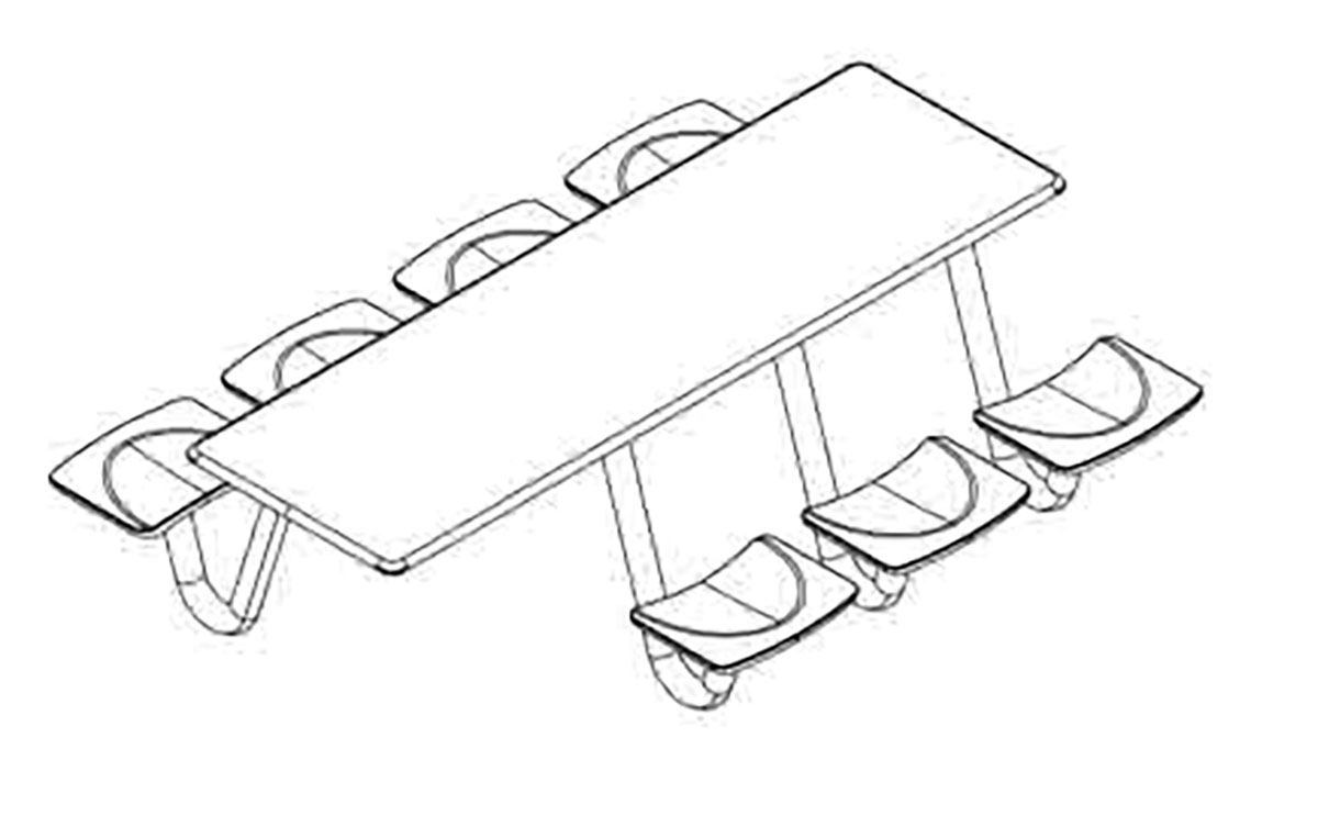 ADA Anchor Table 7 Blue/Grey Seats Rectangle 30 x 96
