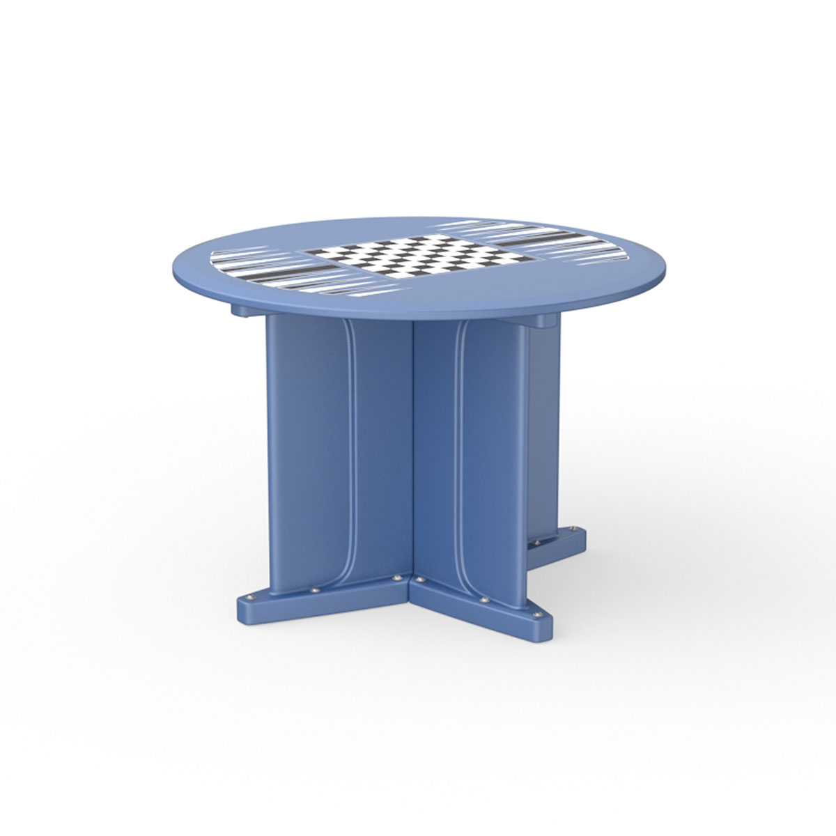 Endurance Table 42 Round X-Base Flame Retardant Game Top Blue Grey
