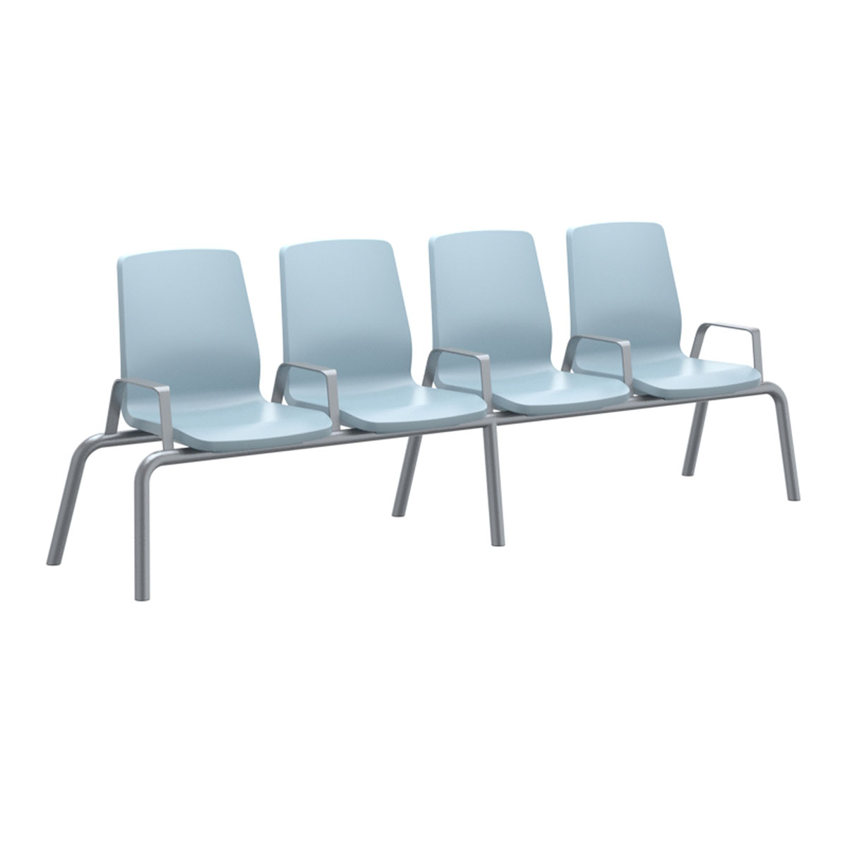 Structured Seating 4 Seats With Arms Floor Glides Blue Grey