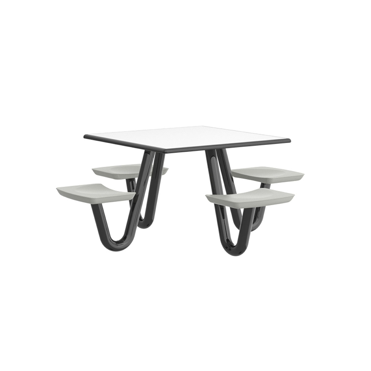Anchor Table 4 Stone Gray Seats Square 42 x 42