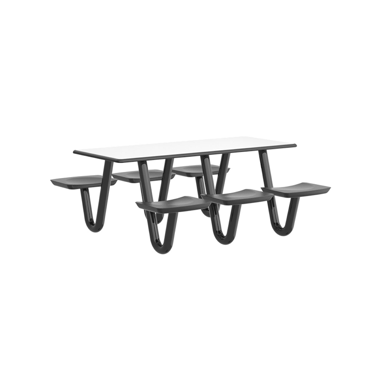Anchor Table 6 Black Seats Rectangle 30 x 72