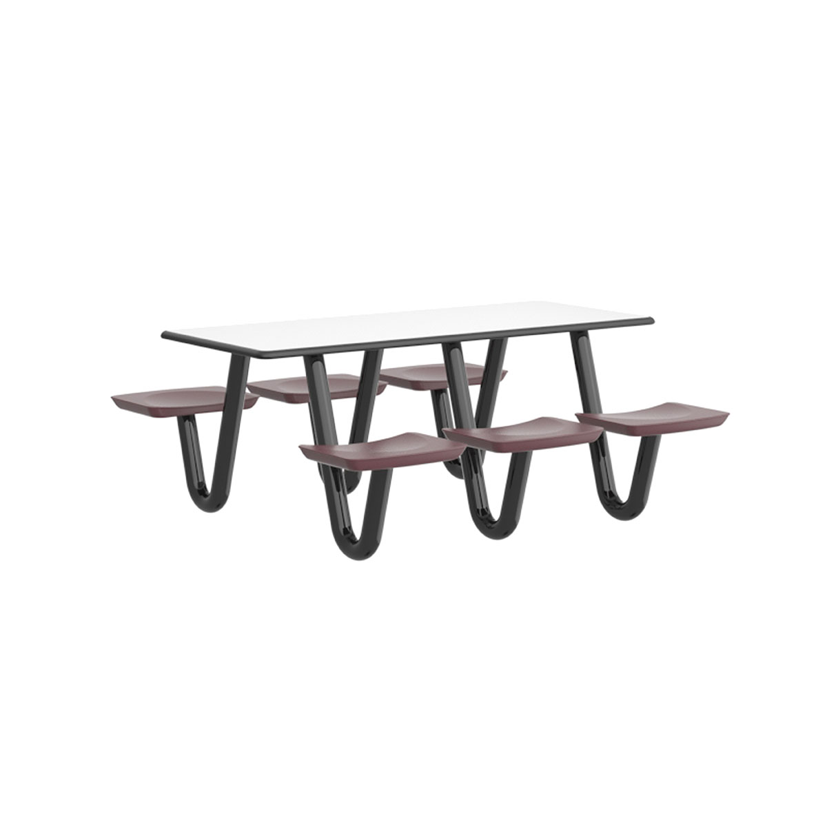 Anchor Table 6 Burgundy Seats Rectangle 30 x 72