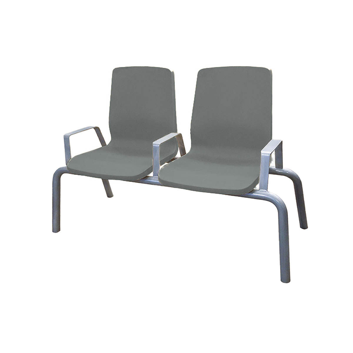 Structured Seating 2 Seats Arms/Dividers Bolt Down Gray