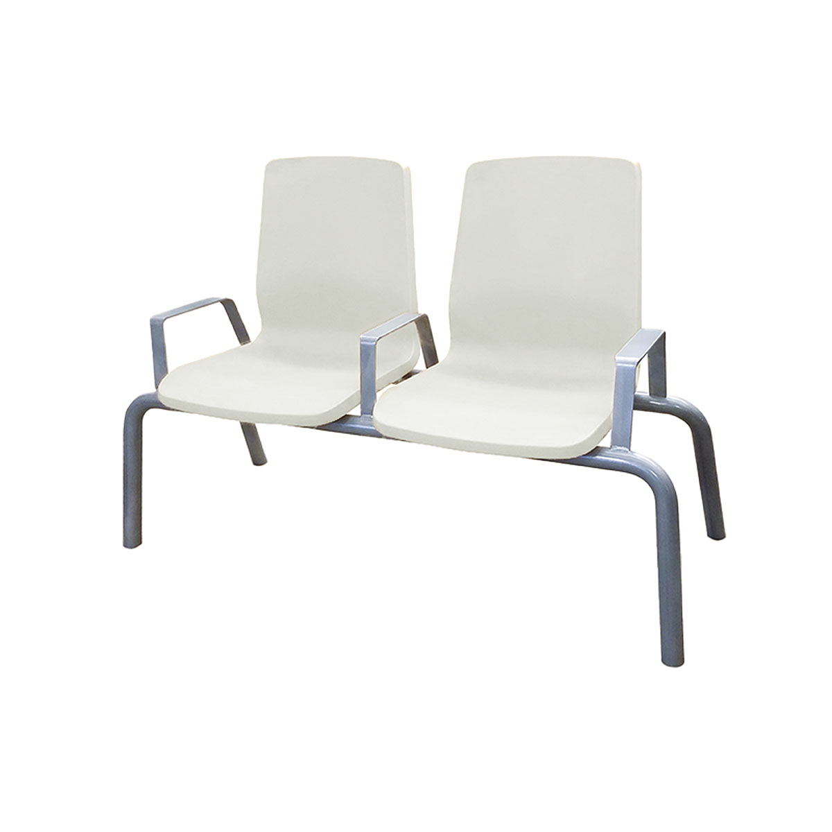 Structured Seating 2 Seats Arms/Dividers Bolt Down Stone Gray