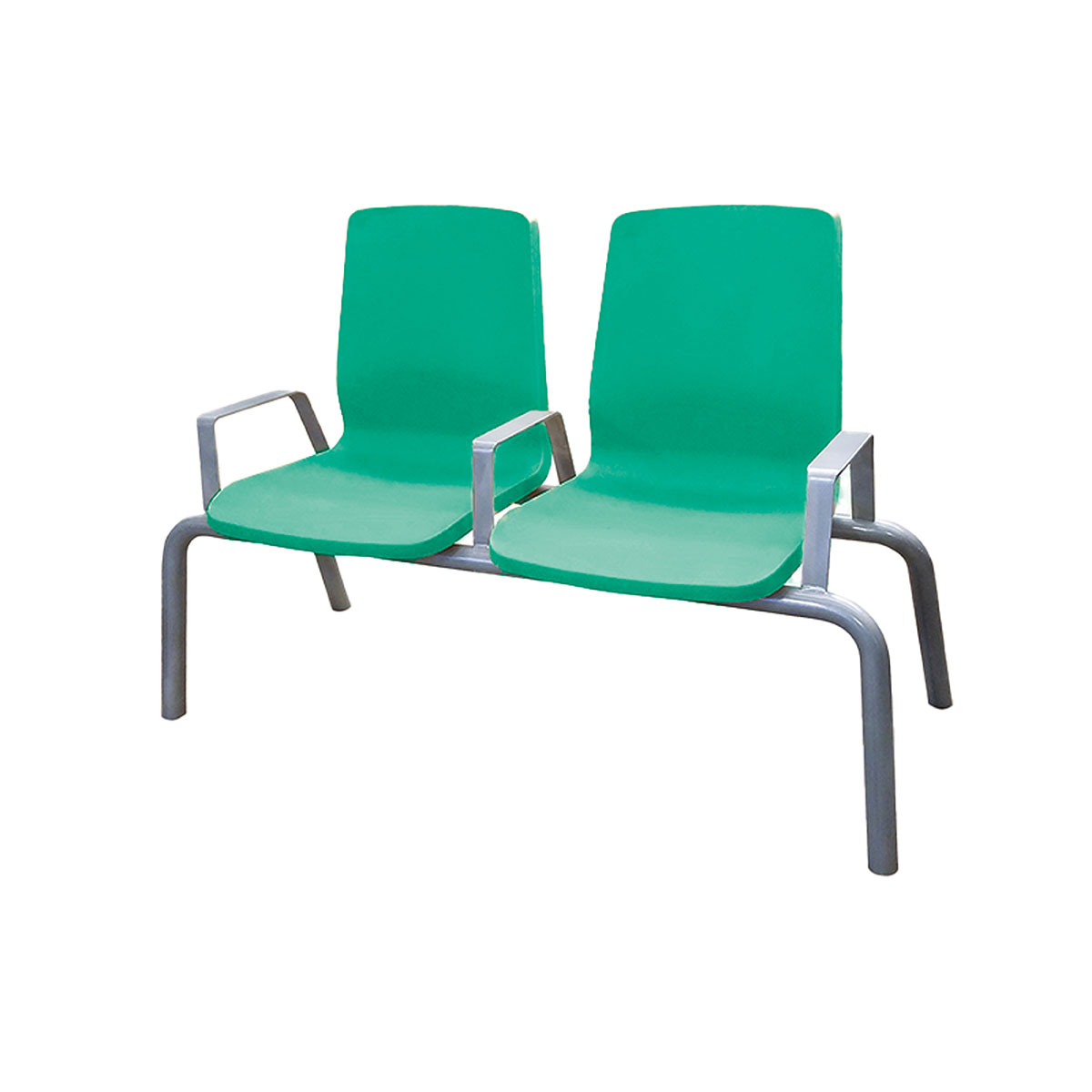 Structured Seating 2 Seats Arms/Dividers Floor Glides Aqua