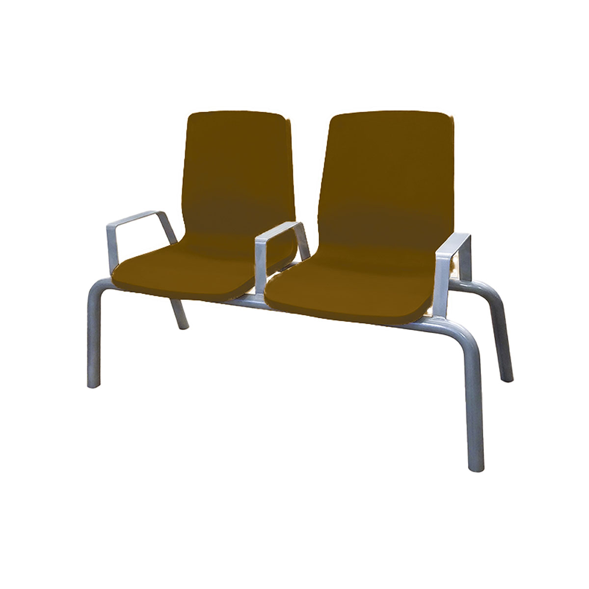 Structured Seating 2 Seats Arms/Dividers Floor Glides Brown