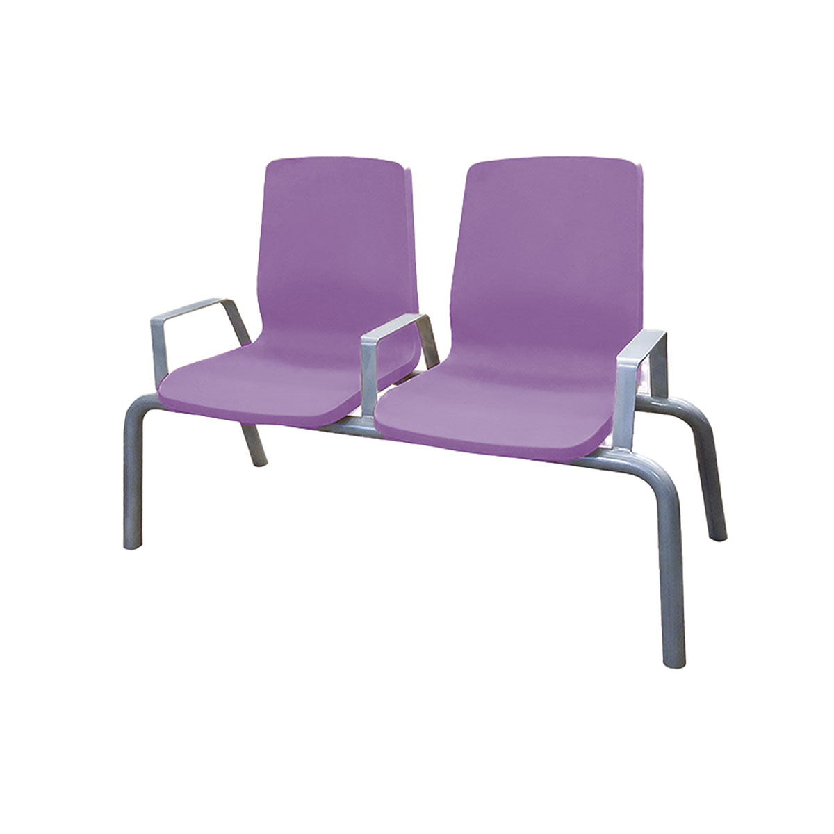 Structured Seating 2 Seats Arms/Dividers Floor Glides Indigo