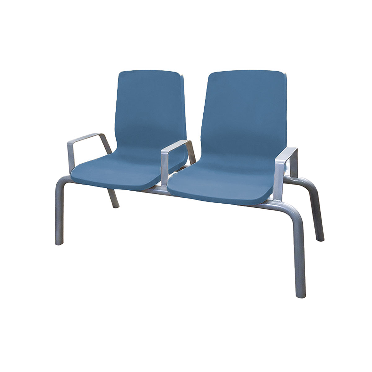 Structured Seating 2 Seats Arms/Dividers Floor Glides Midnight Blue