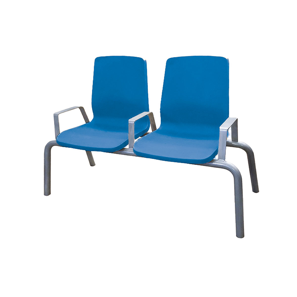 Structured Seating 2 Seats Arms/Dividers Floor Glides Slate Blue