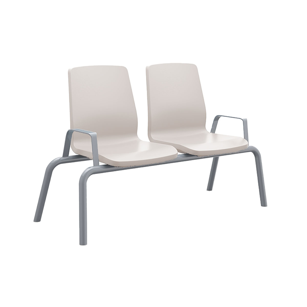 Structured Seating 2 Seats With Arms Bolt Down Stone Gray