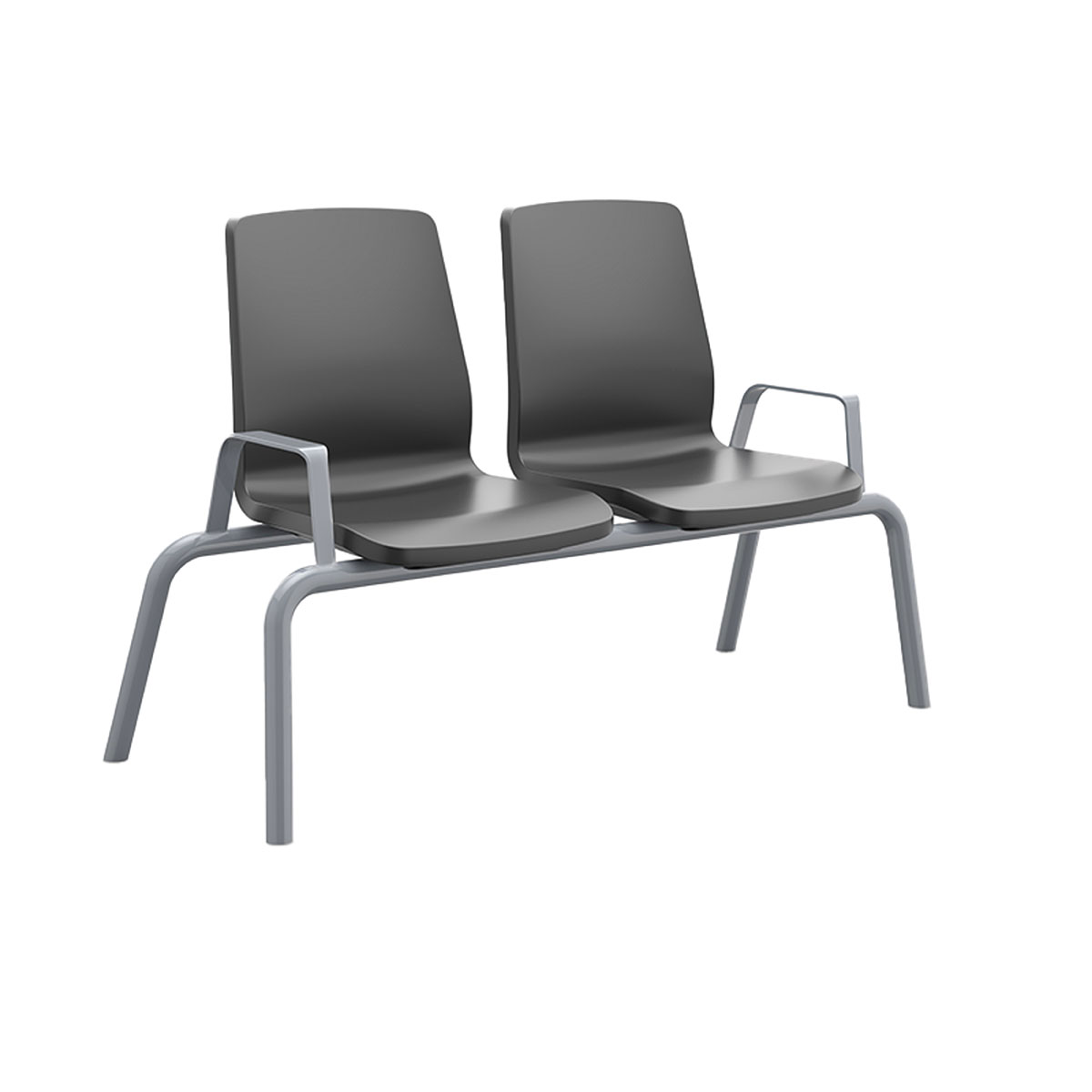Structured Seating 2 Seats With Arms Floor Glides Black