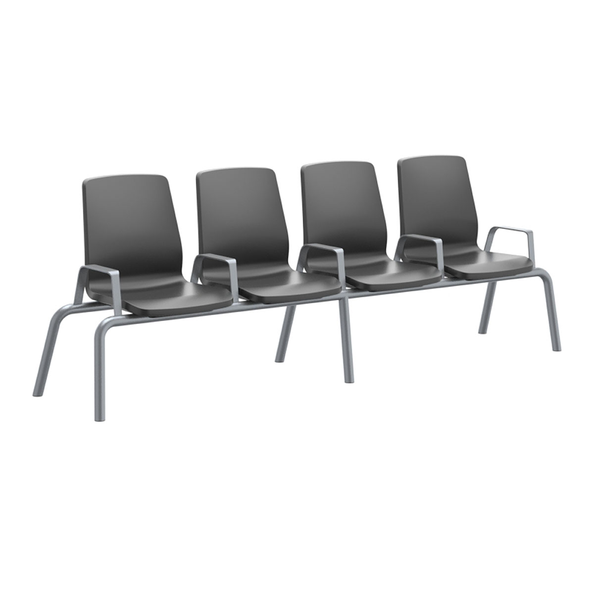 Structured Seating 4 Seats Arms/Dividers Bolt Down Black