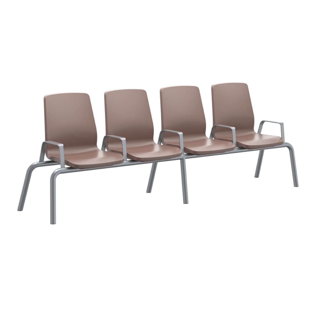 Structured Seating 4 Seats Arms/Dividers Bolt Down Brown