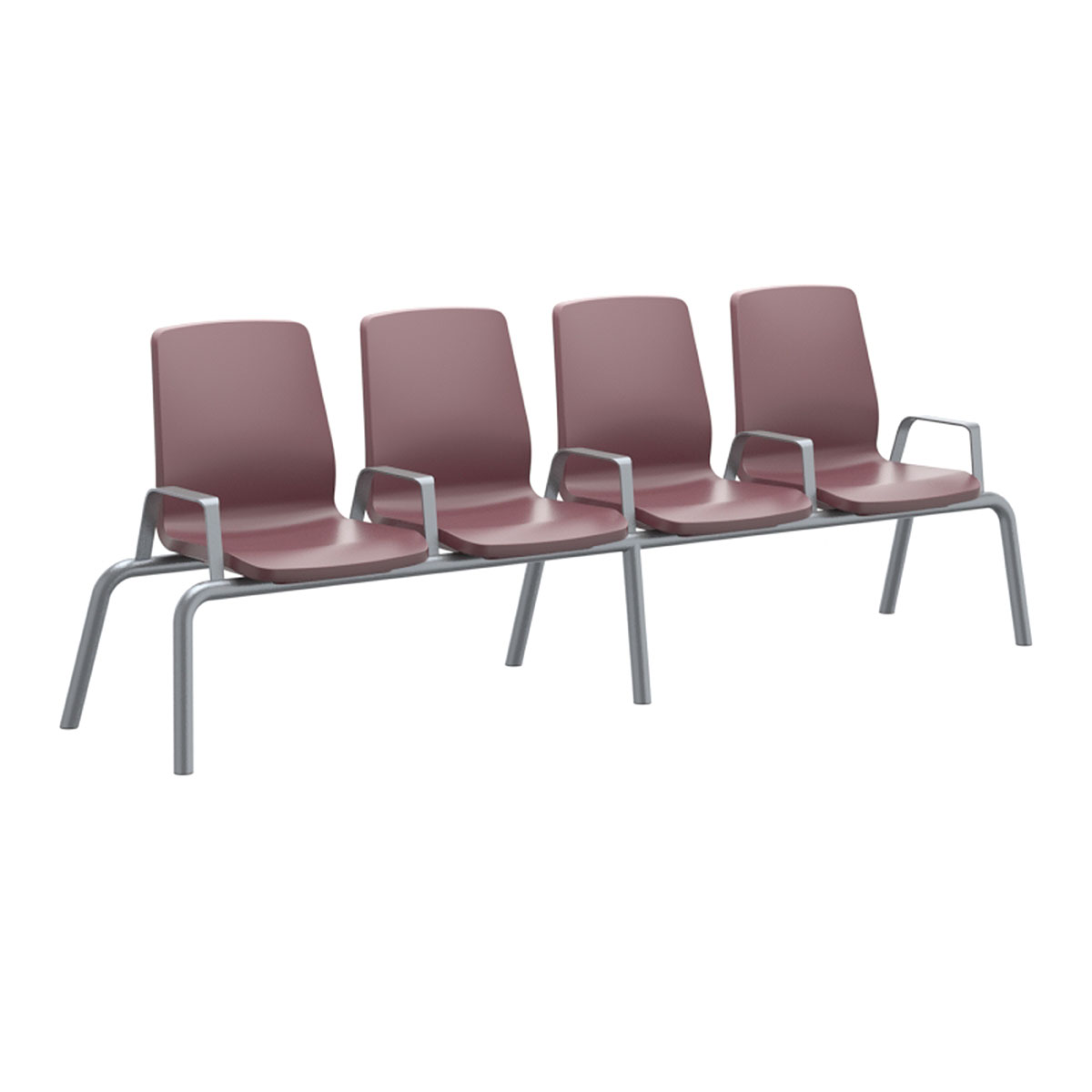 Structured Seating 4 Seats Arms/Dividers Floor Glides Burgundy