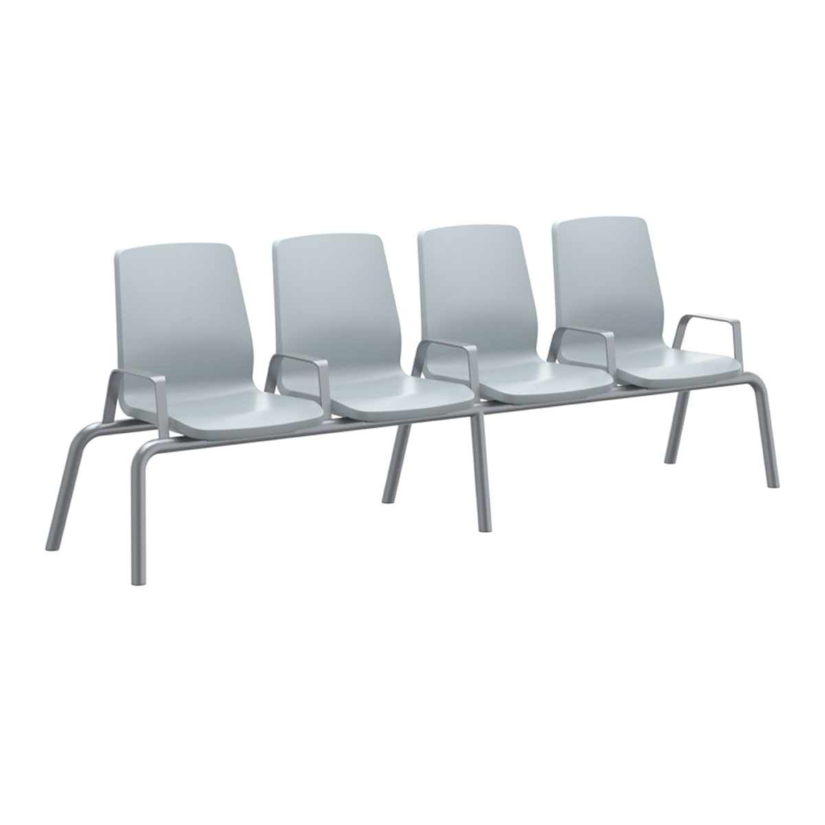 Structured Seating 4 Seats Arms/Dividers Floor Glides Gray