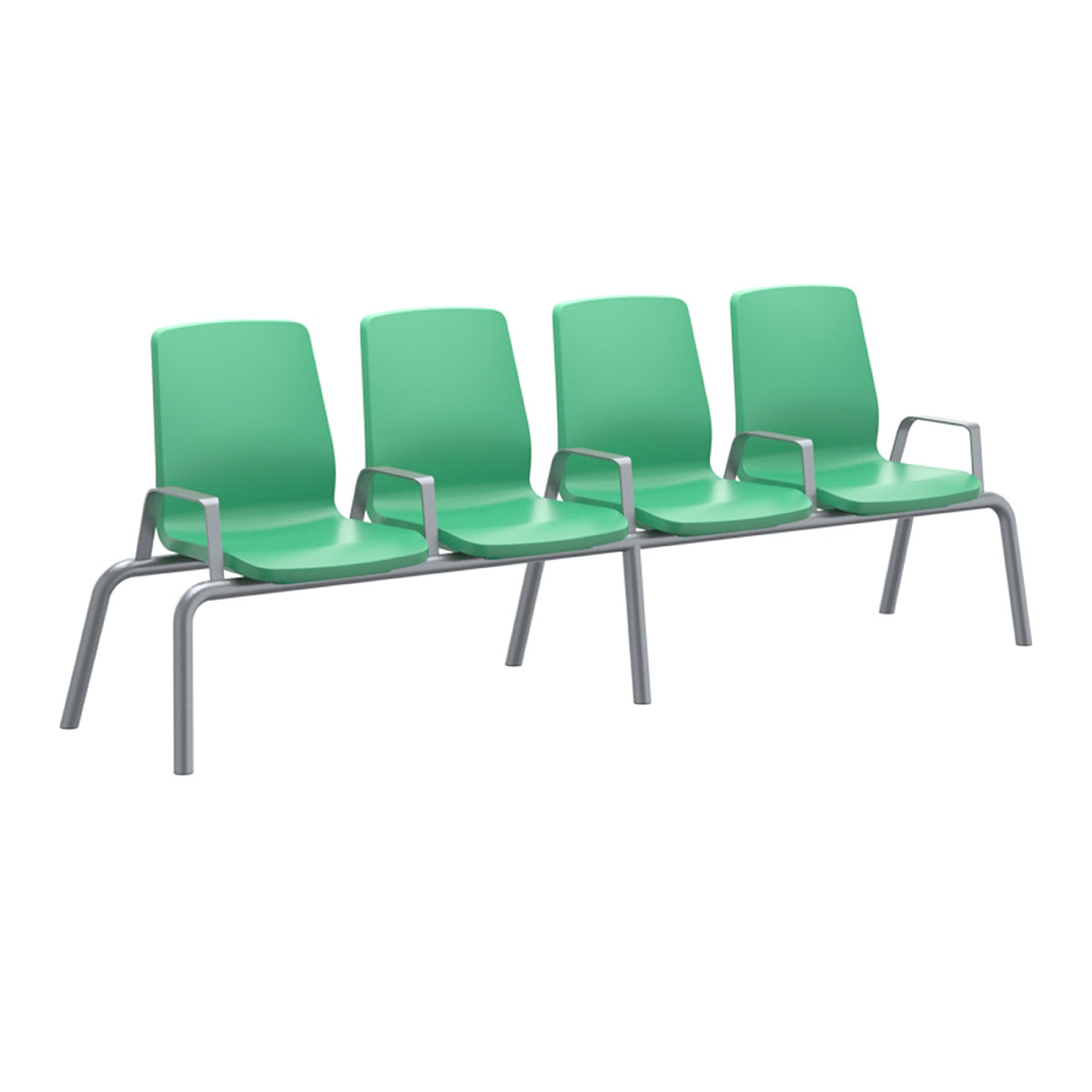 Structured Seating 4 Seats Arms/Dividers Floor Glides Green