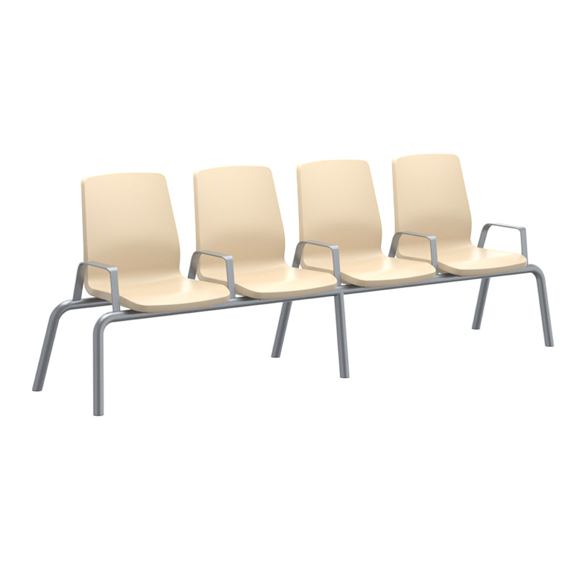 Structured Seating 4 Seats Arms/Dividers Floor Glides Sand