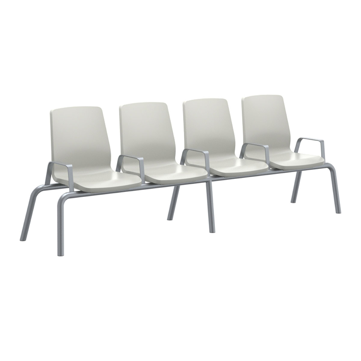 Structured Seating 4 Seats Arms/Dividers Floor Glides Stone Gray